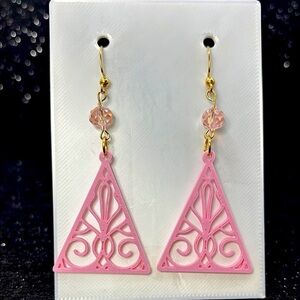 Pink Triangle Earrings